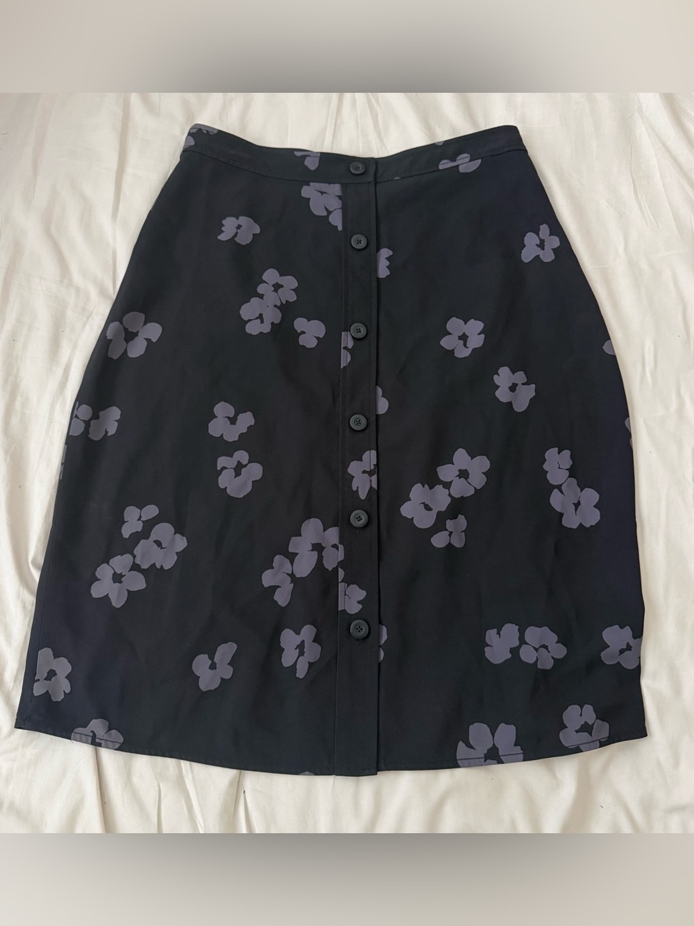 Everlane Black A-Line Skirt with Lilac Floral Print size 10